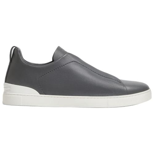 Ermenegildo Zegna Triple Stitch Leather Low top Skateboard Shoes Men's Dark Gray