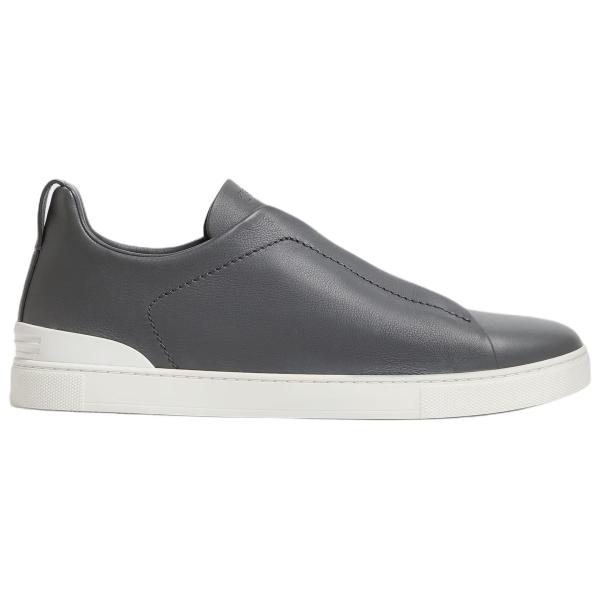 Ermenegildo Zegna Triple Stitch Leather Low top Skateboard Shoes Men's Dark Gray