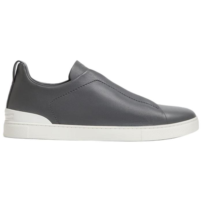 Ermenegildo Zegna Triple Stitch Leather Low top Skateboard Shoes Men's Dark Gray