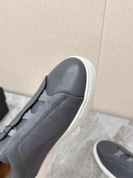 Ermenegildo Zegna Triple Stitch Leather Low top Skateboard Shoes Men's Dark Gray