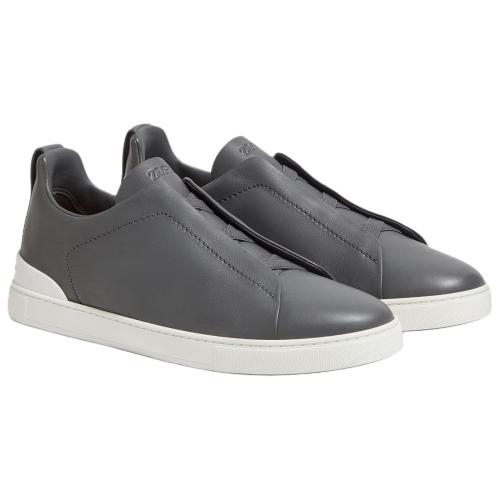 Ermenegildo Zegna Triple Stitch Leather Low top Skateboard Shoes Men's Dark Gray
