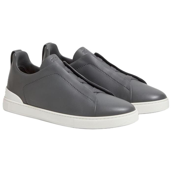 Ermenegildo Zegna Triple Stitch Leather Low top Skateboard Shoes Men's Dark Gray