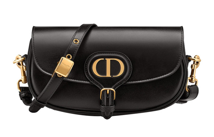 DIOR Bobby Smooth Cow Leather Crescent Bag, Handbag, Shoulder Bag, Crossbody Bag Regular Women's Black M9327UMOL-M900 size 21*5.1*12cm