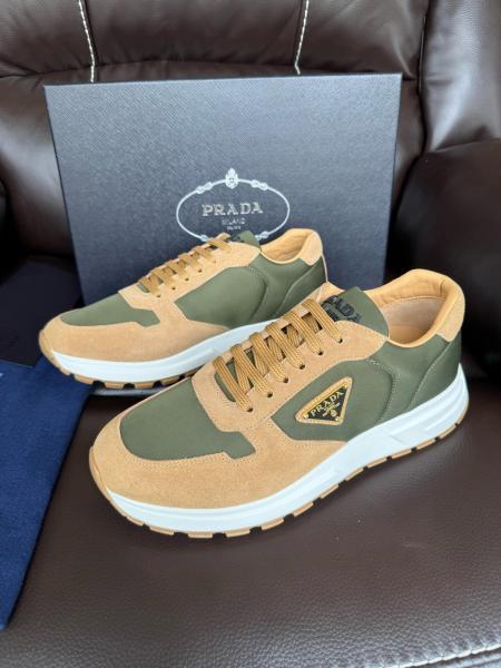 PRADA PRAX 1 Suede Low top Casual Shoes Men's Beige Green