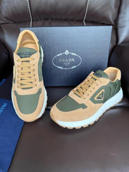 PRADA PRAX 1 Suede Low top Casual Shoes Men's Beige Green
