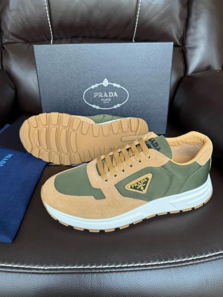 PRADA PRAX 1 Suede Low top Casual Shoes Men's Beige Green