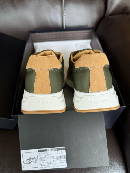 PRADA PRAX 1 Suede Low top Casual Shoes Men's Beige Green