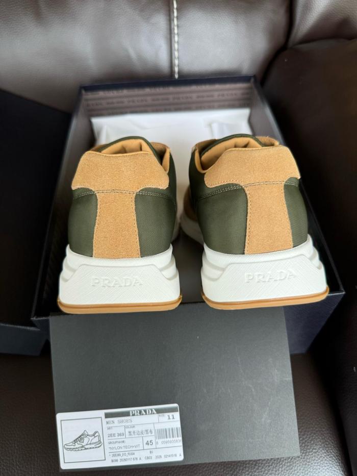 PRADA PRAX 1 Suede Low top Casual Shoes Men's Beige Green