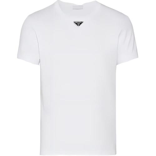 PRADA Logo Plaque Crewneck T Shirt