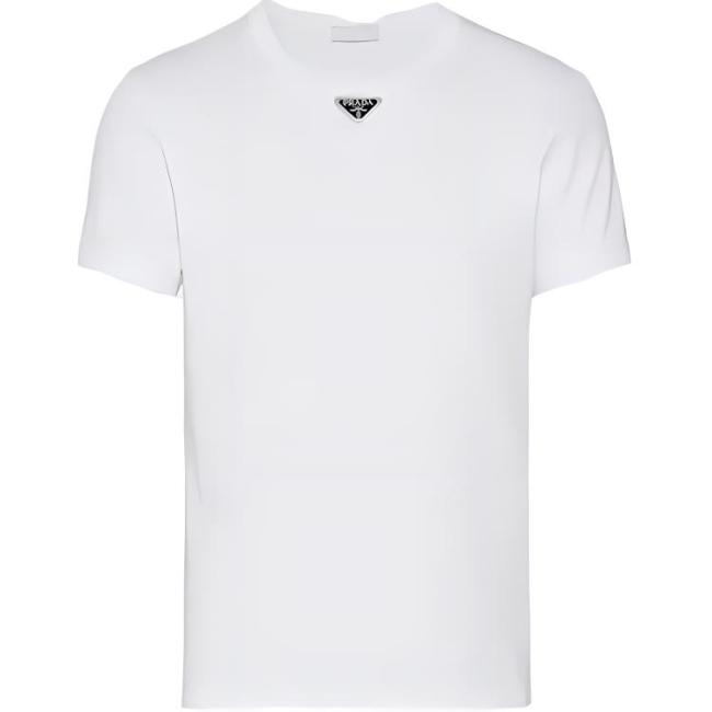 PRADA Logo Plaque Crewneck T Shirt