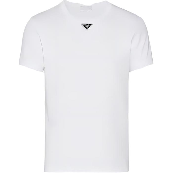 PRADA Logo Plaque Crewneck T Shirt