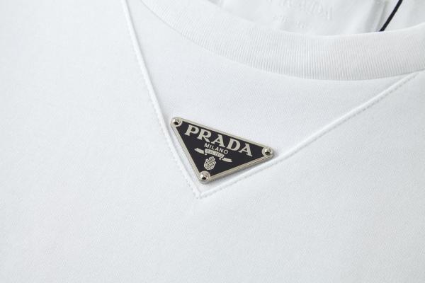 PRADA Logo Plaque Crewneck T Shirt