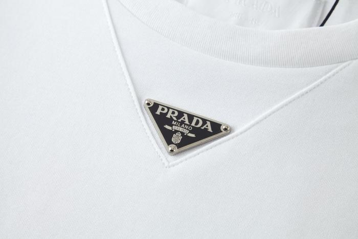 PRADA Logo Plaque Crewneck T Shirt