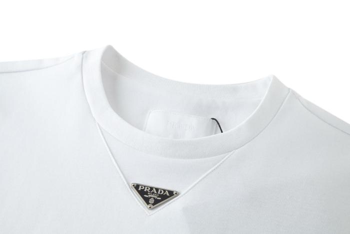 PRADA Logo Plaque Crewneck T Shirt
