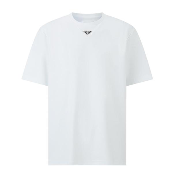 PRADA Logo Plaque Crewneck T Shirt