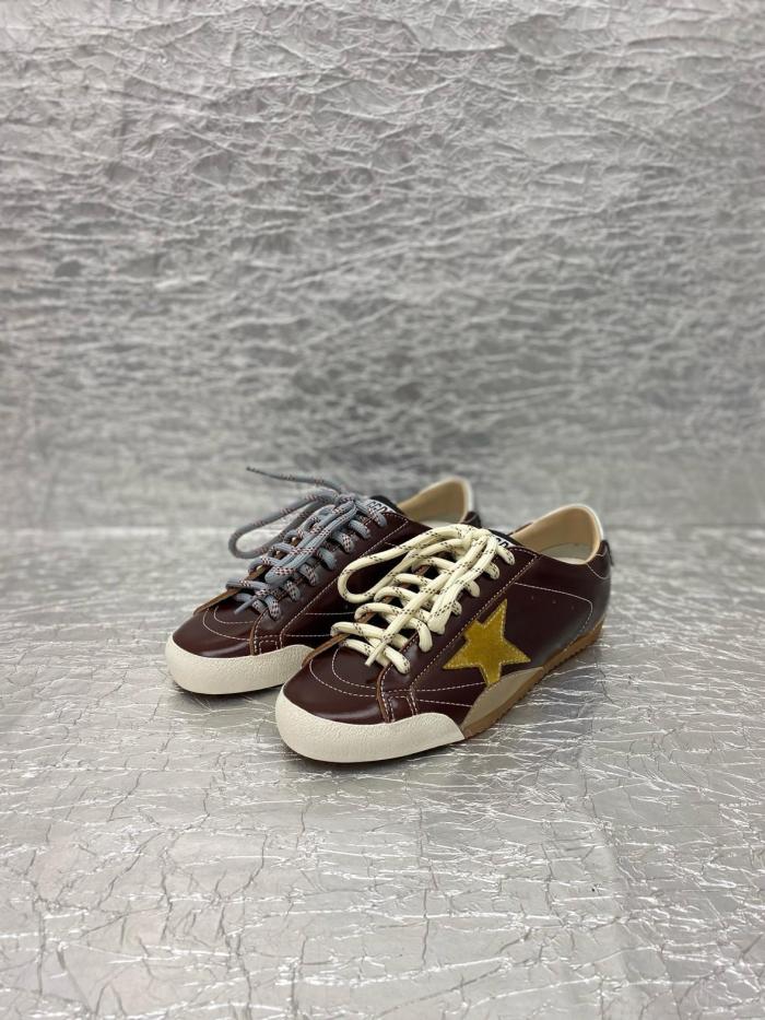 Golden Goose True-Star in burgundy naplak with suede star and silver nappa heel tab