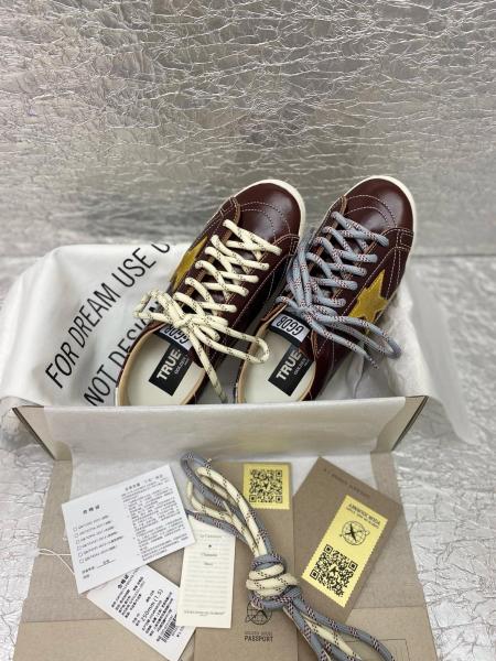 Golden Goose True-Star in burgundy naplak with suede star and silver nappa heel tab