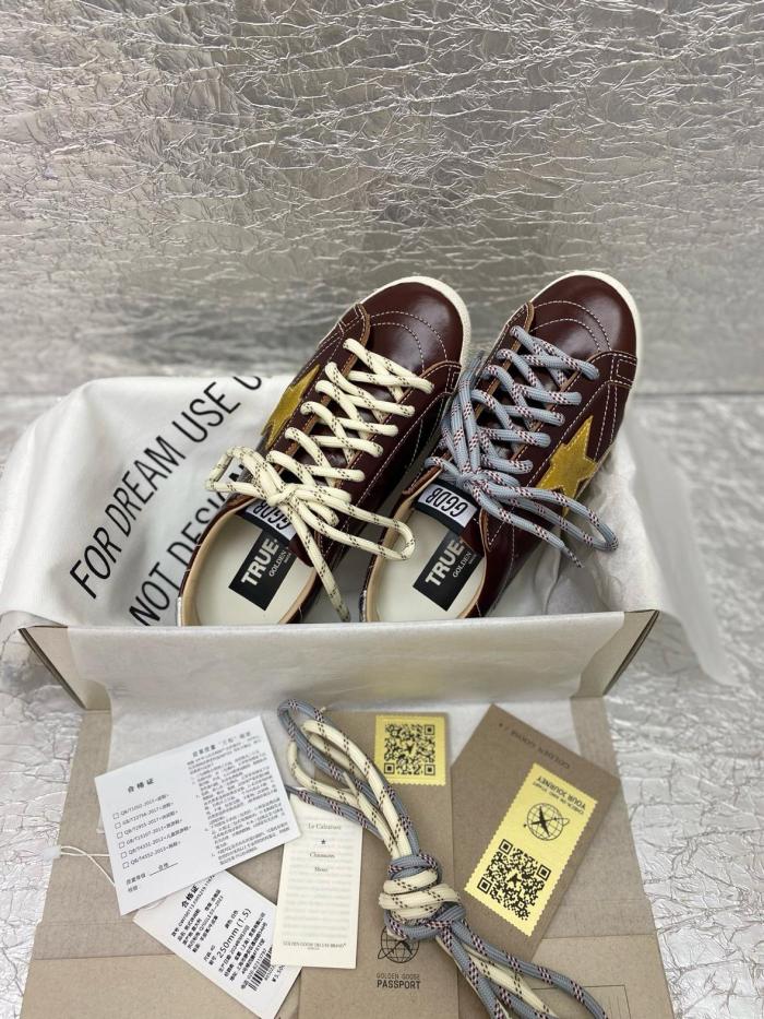 Golden Goose True-Star in burgundy naplak with suede star and silver nappa heel tab