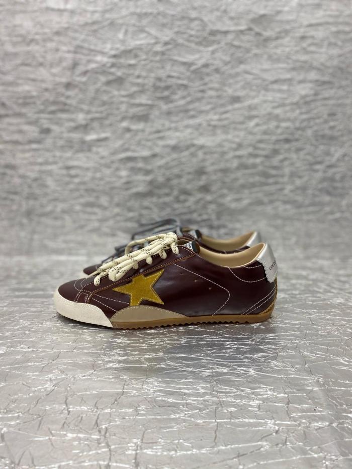 Golden Goose True-Star in burgundy naplak with suede star and silver nappa heel tab