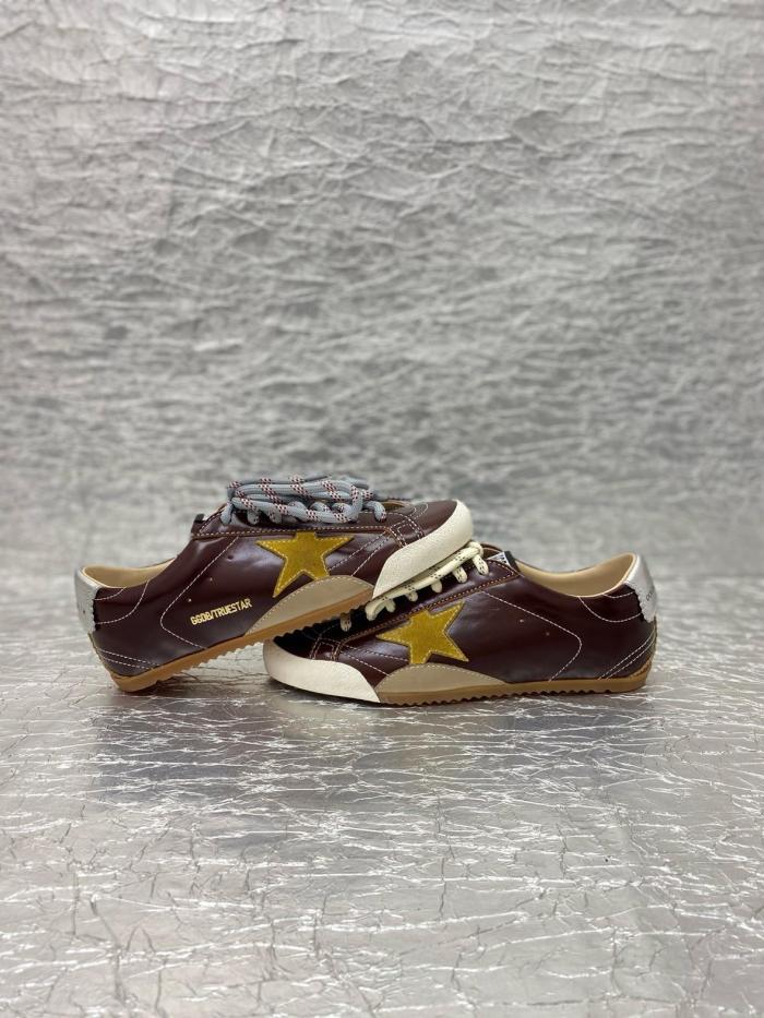 Golden Goose True-Star in burgundy naplak with suede star and silver nappa heel tab