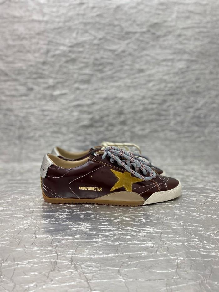 Golden Goose True-Star in burgundy naplak with suede star and silver nappa heel tab