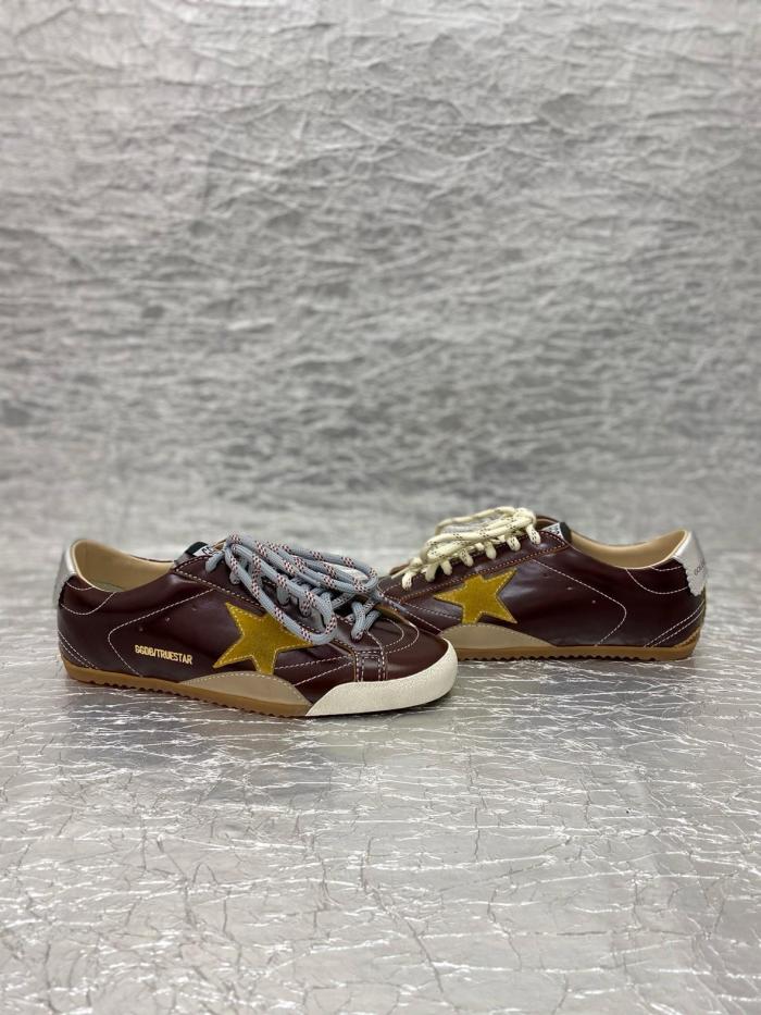 Golden Goose True-Star in burgundy naplak with suede star and silver nappa heel tab