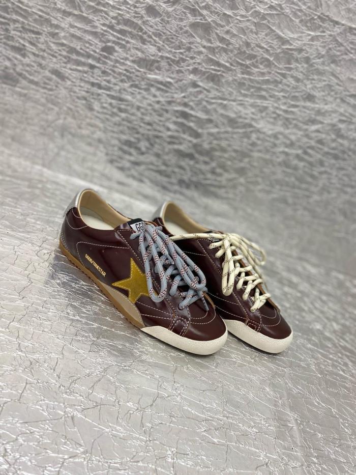 Golden Goose True-Star in burgundy naplak with suede star and silver nappa heel tab