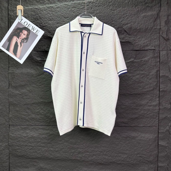 LOUIS VUITTON Shirts Men's White Lapel Moderate