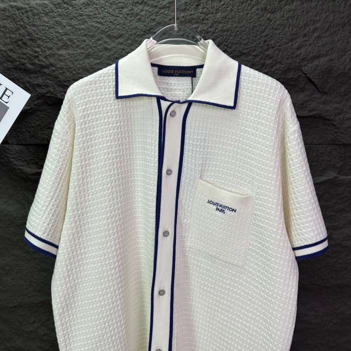 LOUIS VUITTON Shirts Men's White Lapel Moderate