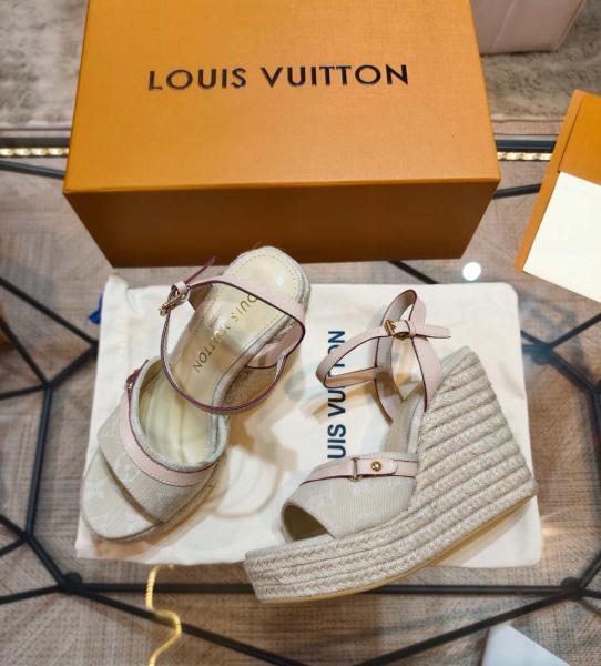 LOUIS VUITTON Helios Leather One Strap Sandals 8.5cm Women's Taupe