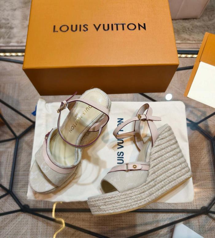 LOUIS VUITTON Helios Leather One Strap Sandals 8.5cm Women's Taupe