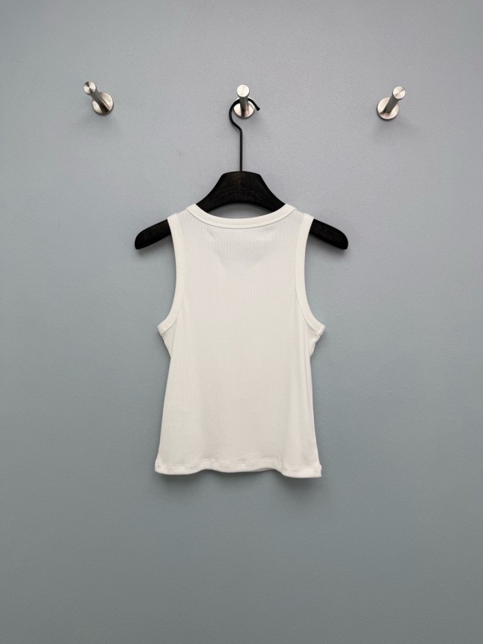 CELINE Triomphe Tank Top In Ribbed Silk Jersey