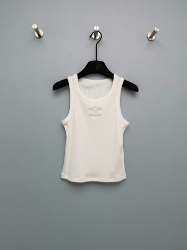 CELINE Triomphe Tank Top In Ribbed Silk Jersey