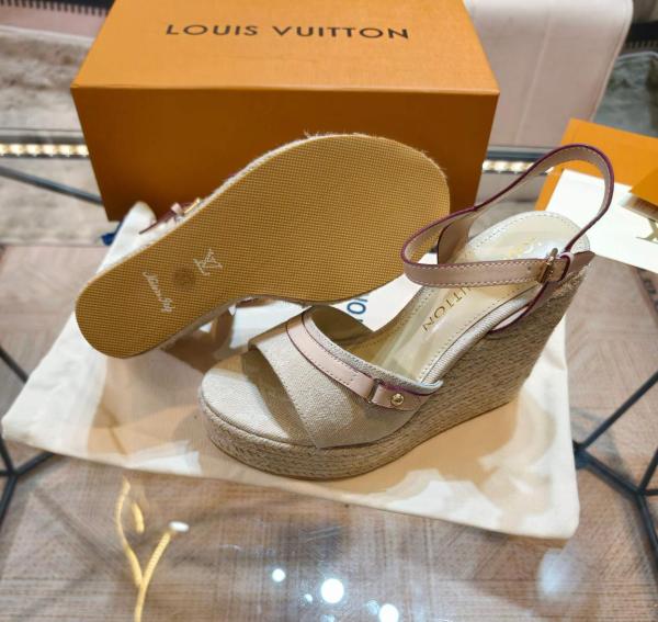 LOUIS VUITTON Helios Leather One Strap Sandals 8.5cm Women's Taupe