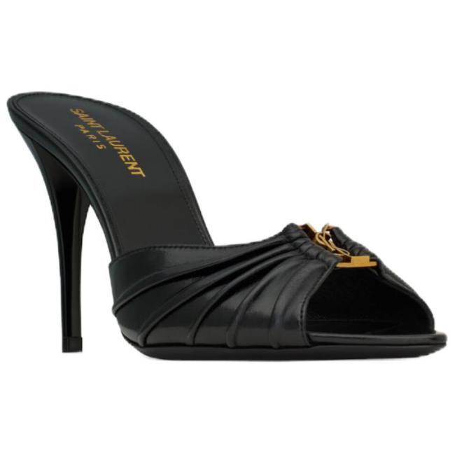 SAINT LAURENT Slide Slippers 9cm Women's Black