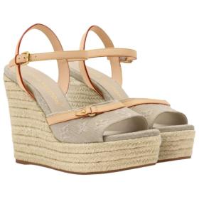 LOUIS VUITTON Helios Leather One Strap Sandals 8.5cm Women's Taupe