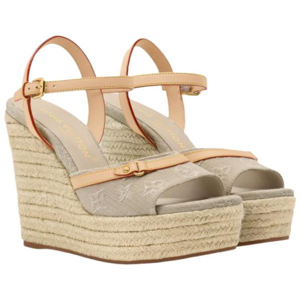 LOUIS VUITTON Helios Leather One Strap Sandals 8.5cm Women's Taupe