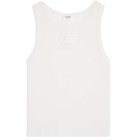 CELINE Triomphe Tank Top In Ribbed Silk Jersey