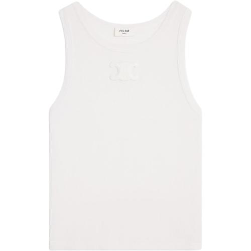 CELINE Triomphe Tank Top In Ribbed Silk Jersey