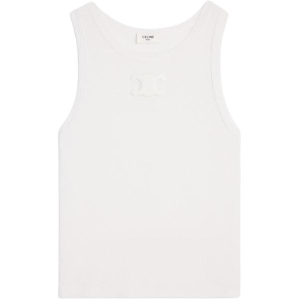CELINE Triomphe Tank Top In Ribbed Silk Jersey