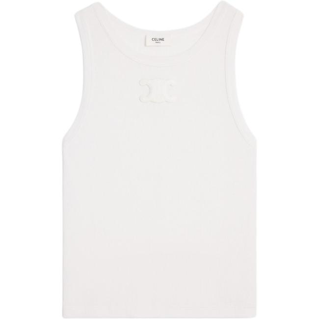 CELINE Triomphe Tank Top In Ribbed Silk Jersey