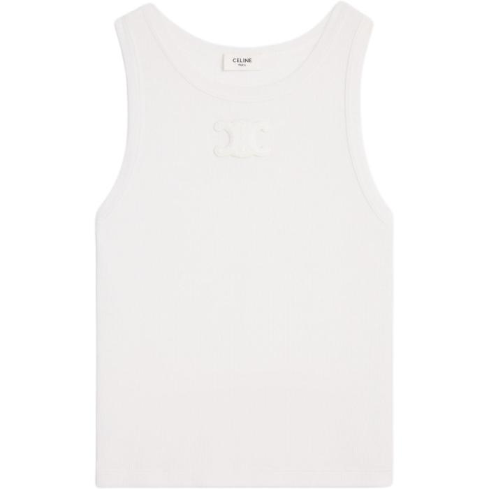 CELINE Triomphe Tank Top In Ribbed Silk Jersey