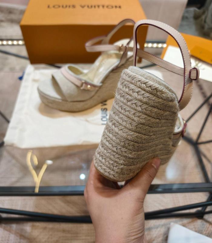 LOUIS VUITTON Helios Leather One Strap Sandals 8.5cm Women's Taupe