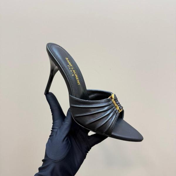 SAINT LAURENT Slide Slippers 9cm Women's Black