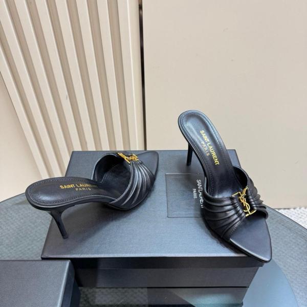 SAINT LAURENT Slide Slippers 9cm Women's Black