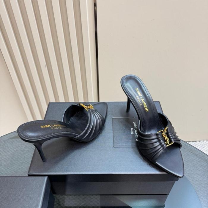 SAINT LAURENT Slide Slippers 9cm Women's Black