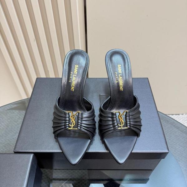 SAINT LAURENT Slide Slippers 9cm Women's Black