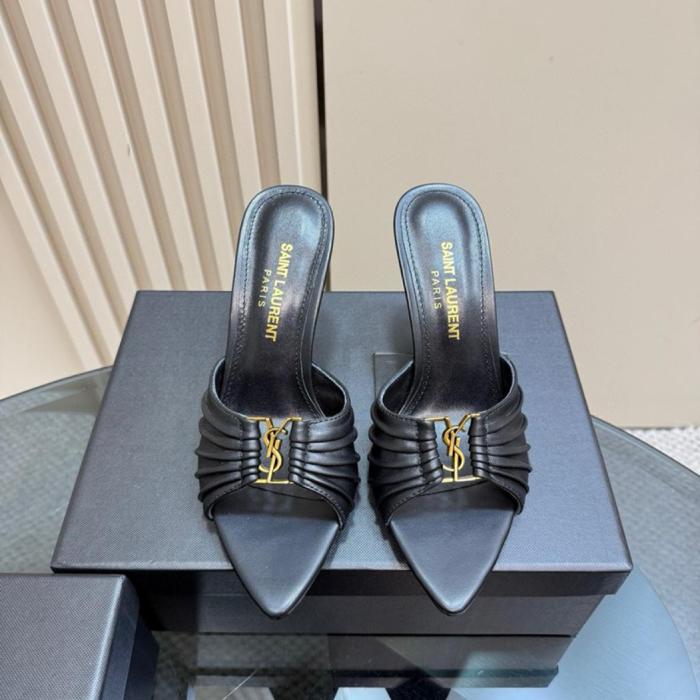 SAINT LAURENT Slide Slippers 9cm Women's Black