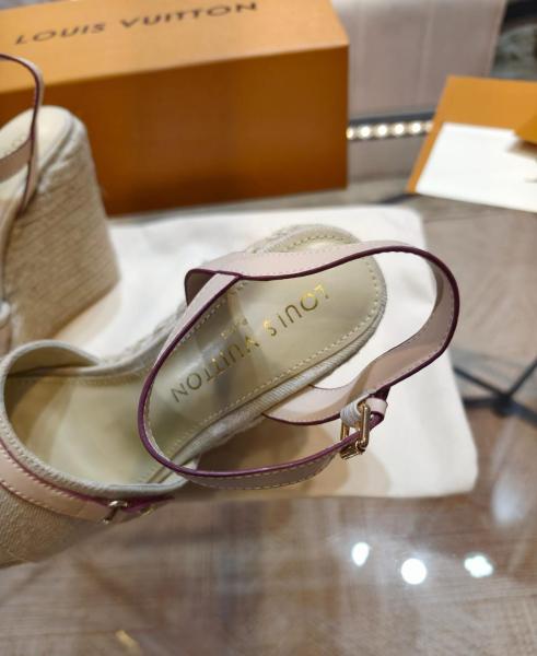 LOUIS VUITTON Helios Leather One Strap Sandals 8.5cm Women's Taupe