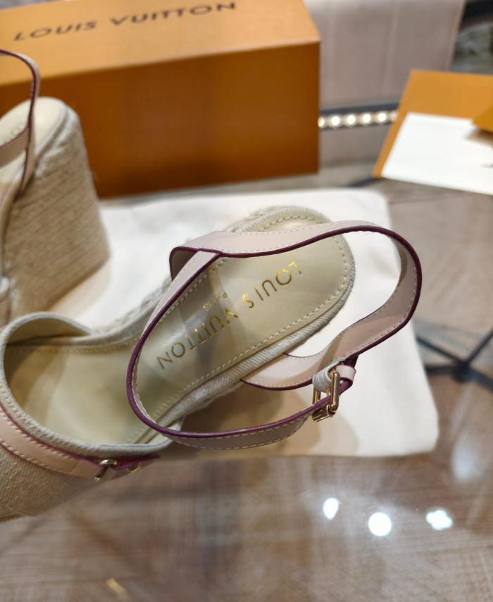 LOUIS VUITTON Helios Leather One Strap Sandals 8.5cm Women's Taupe